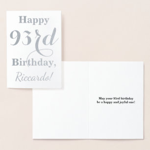 Simple Silver Foil "HAPPY 93rd BIRTHDAY" + Naam Folie Kaarten