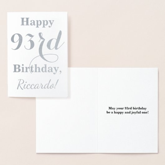 Simple Silver Foil "HAPPY 93rd BIRTHDAY" + Naam Folie Kaarten (Display)