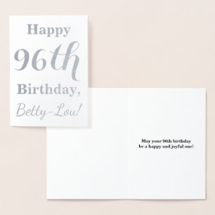 Simple Silver Foil "HAPPY 96th BIRTHDAY" + Naam Folie Kaarten