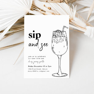 Simple Sip et voir Baby shower Invitation
