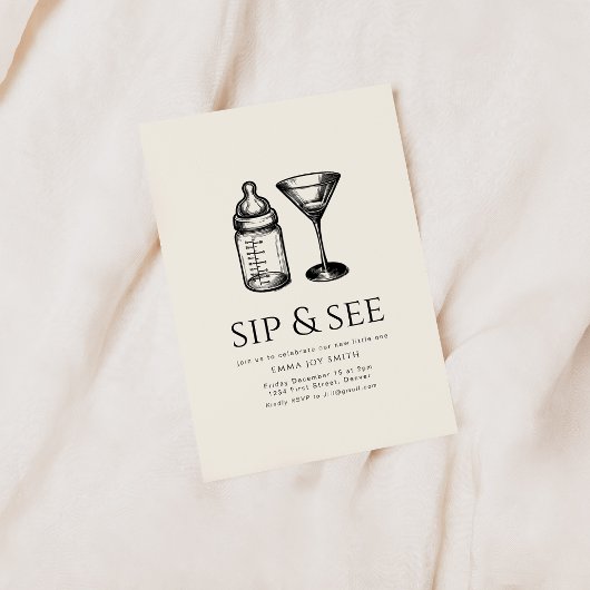 Simple Sip et voir Baby shower Invitation