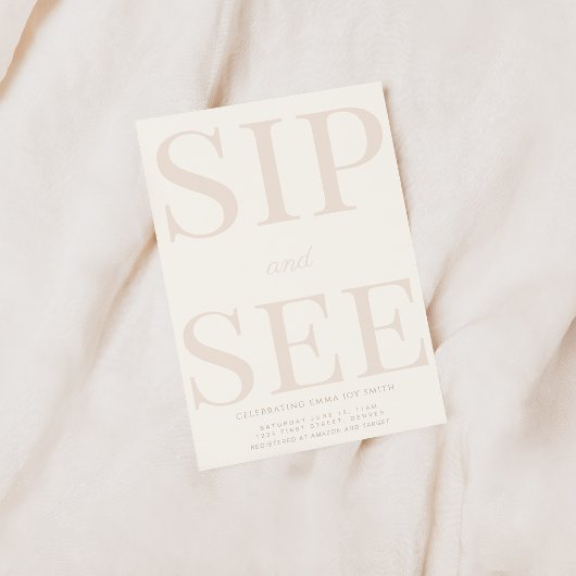 Simple Sip et voir Baby shower Invitation