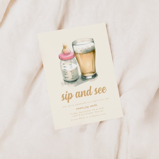 Simple Sip et voir Baby shower Invitation