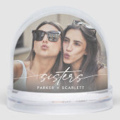 Simple Sisters 2 Photo Modern Script Snow Globes (Avant)