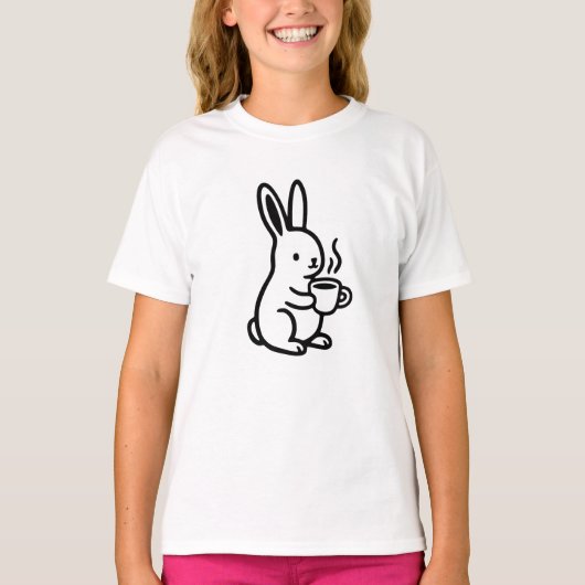 Simple Sitting Bunny Coffee Art T-shirt (Voorkant)