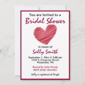 Simple Sketchy Red Heart Bridal Shower Invitation (Devant)