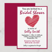 Simple Sketchy Red Heart Bridal Shower Invitation (Devant / Derrière)