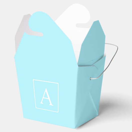 Simple Sky Blue Monogram Bedankdoosjes (Geopend)