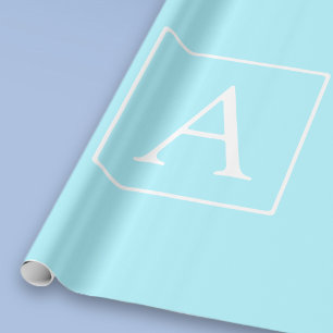 Simple Sky Blue Monogram Cadeaupapier