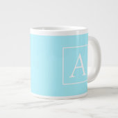 Simple Sky Blue Monogram Extra Grote Beker (Voorkant rechts)