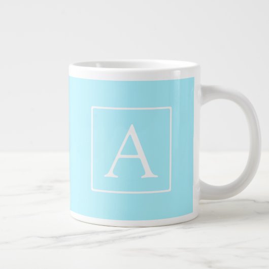 Simple Sky Blue Monogram Extra Grote Beker (Rechts)