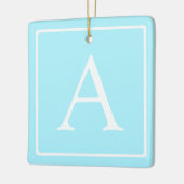 Simple Sky Blue Monogram Keramisch Ornament (Links)