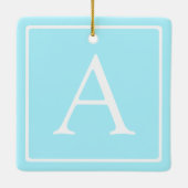 Simple Sky Blue Monogram Keramisch Ornament (Achterkant)
