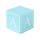 Simple Sky Blue Monogram Kubus (Achter hoekig)