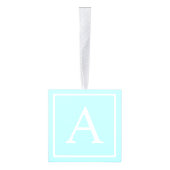 Simple Sky Blue Monogram Kubus Ornament (Rechts)