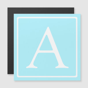 Simple Sky Blue Monogram Magnetische Uitnodiging