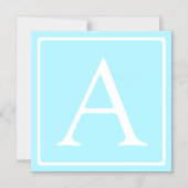 Simple Sky Blue Monogram Magnetische Uitnodiging (Voorkant)