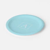 Simple Sky Blue Monogram Papieren Bordje (Gekanteld)