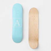 Simple Sky Blue Monogram Skateboard (Voorkant)