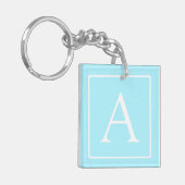 Simple Sky Blue Monogram Sleutelhanger (Voorkant Links)
