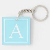 Simple Sky Blue Monogram Sleutelhanger (Achterkant)