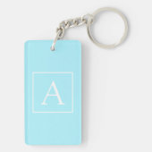 Simple Sky Blue Monogram Sleutelhanger (achterkant)