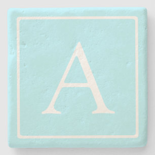 Simple Sky Blue Monogram Stenen Onderzetter