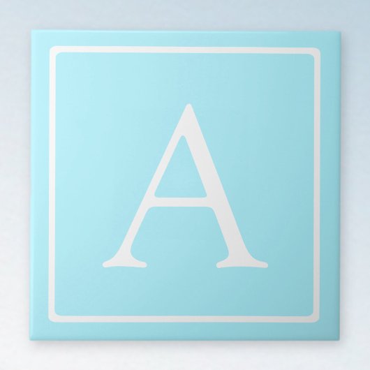 Simple Sky Blue Monogram Tegeltje