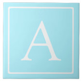 Simple Sky Blue Monogram Tegeltje (Voorkant)