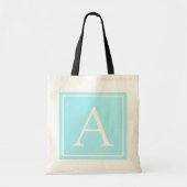 Simple Sky Blue Monogram Tote Bag (Voorkant)