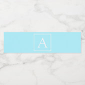 Simple Sky Blue Monogram Waterfles Etiket (Enkel label)