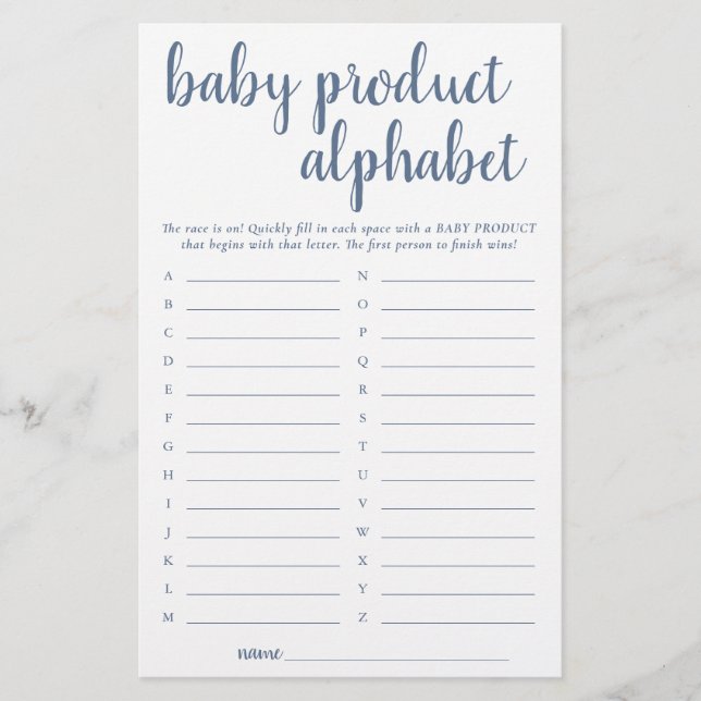 Simple Slate ABC Product | Dusty Blue Shower spel (Voorkant)