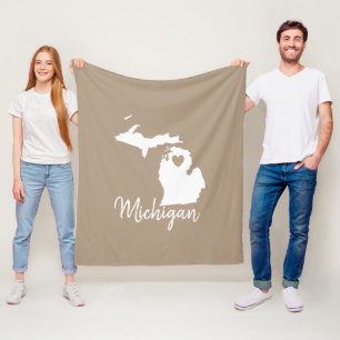 Simple Slate Blue Michigan Home State Map Fleece Deken