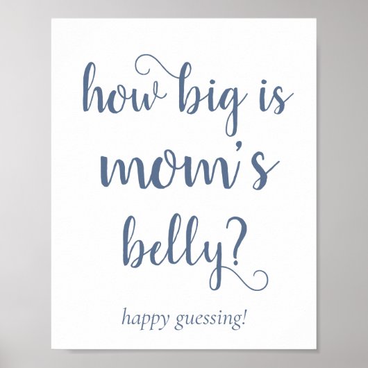 Simple Slate Mommys Belly | Dusty Blue Guessing Poster (Voorkant)