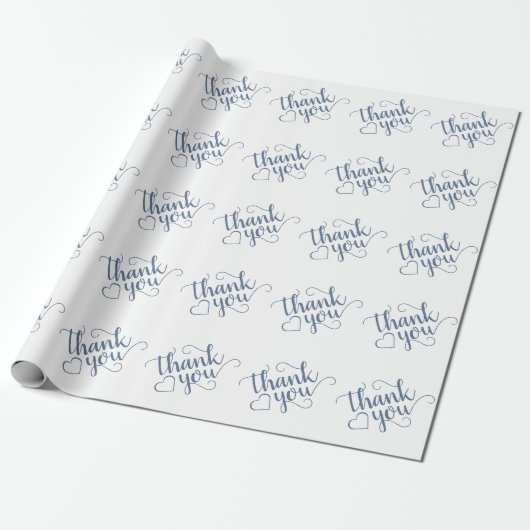 Simple Slate Script | Dusty Blue Hartelijk dank Cadeaupapier (Uitgerold)