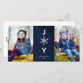 Simple Snowflake Joy Holiday 2 Carte photo (Devant / Derrière)