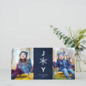 Simple Snowflake Joy Holiday 2 Carte photo (Debout devant)