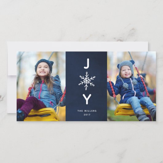 Simple Snowflake Joy Holiday 2 Carte photo (Devant)