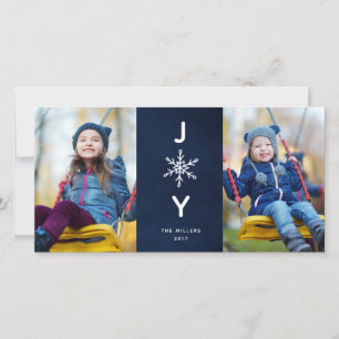 Simple Snowflake Joy Holiday 2 Carte photo