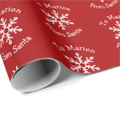 Simple Snowflake on Deep Red Cadeaupapier (Rol Hoek)