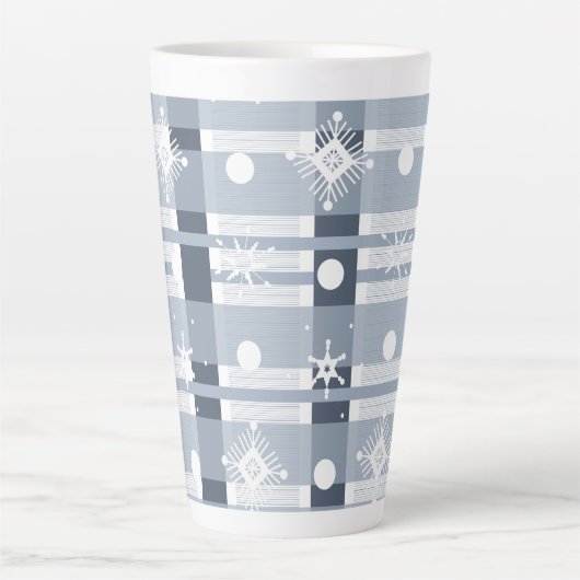 Simple Snowflakes Blue Play Giant Latte Mok (Voorkant)