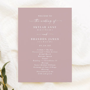 Simple Solid Dusty Mauve Wedding Ceremony Program Programma