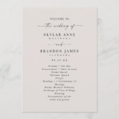 Simple Solid Ecru Ivory Wedding Ceremony Program Programma (Voorkant)