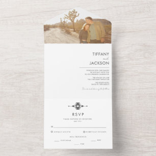 Simple Southwestern Desert Photo Wedding All In One Uitnodiging