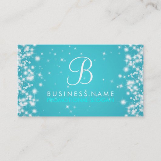 Simple Sparkle Monogram Turquoise Visitekaartje (Voorkant)
