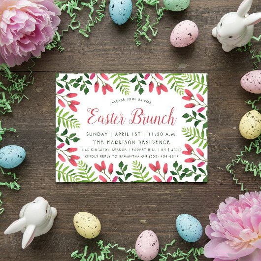 Simple Spring Blossom Easter Brunch Kaart