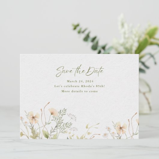 Simple Spring Wildflower Save The Date (Staand voorkant)