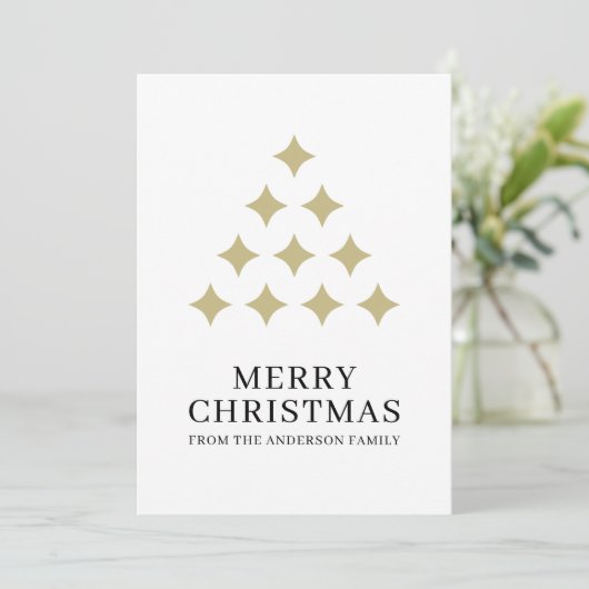 Simple star tree white Merry Christmas Feestdagenkaart (Staand voorkant)