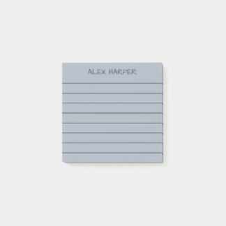 Simple Steel Gray & Charcoal Add Name Lined Post-it® Notes