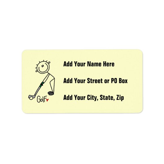 Simple Stick Figuur Golfer Etiket (Voorkant)